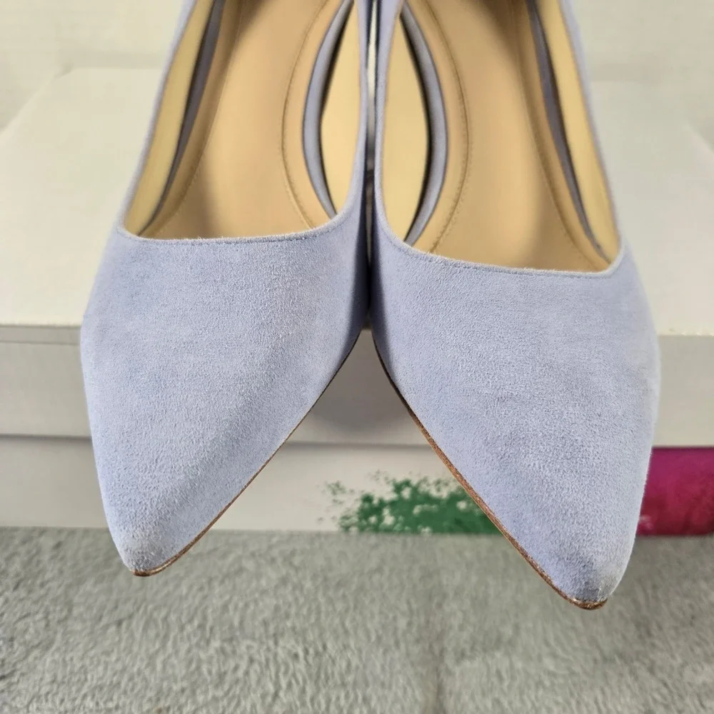 Marc Fisher LTD Zala Periwinkle Blue Suede Pointed Toe Block Heel Pumps 6.5M